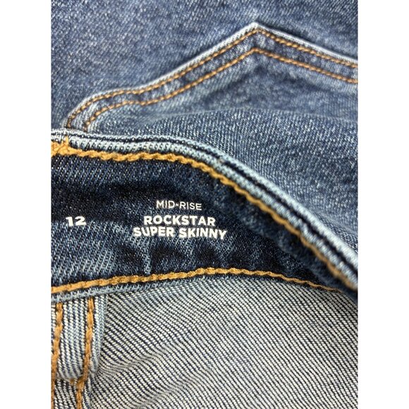 Old Navy Women’s Size 12 Mid Rise Rockstar Super Skinny Blue Denim Jeans Pants - Picture 7 of 7